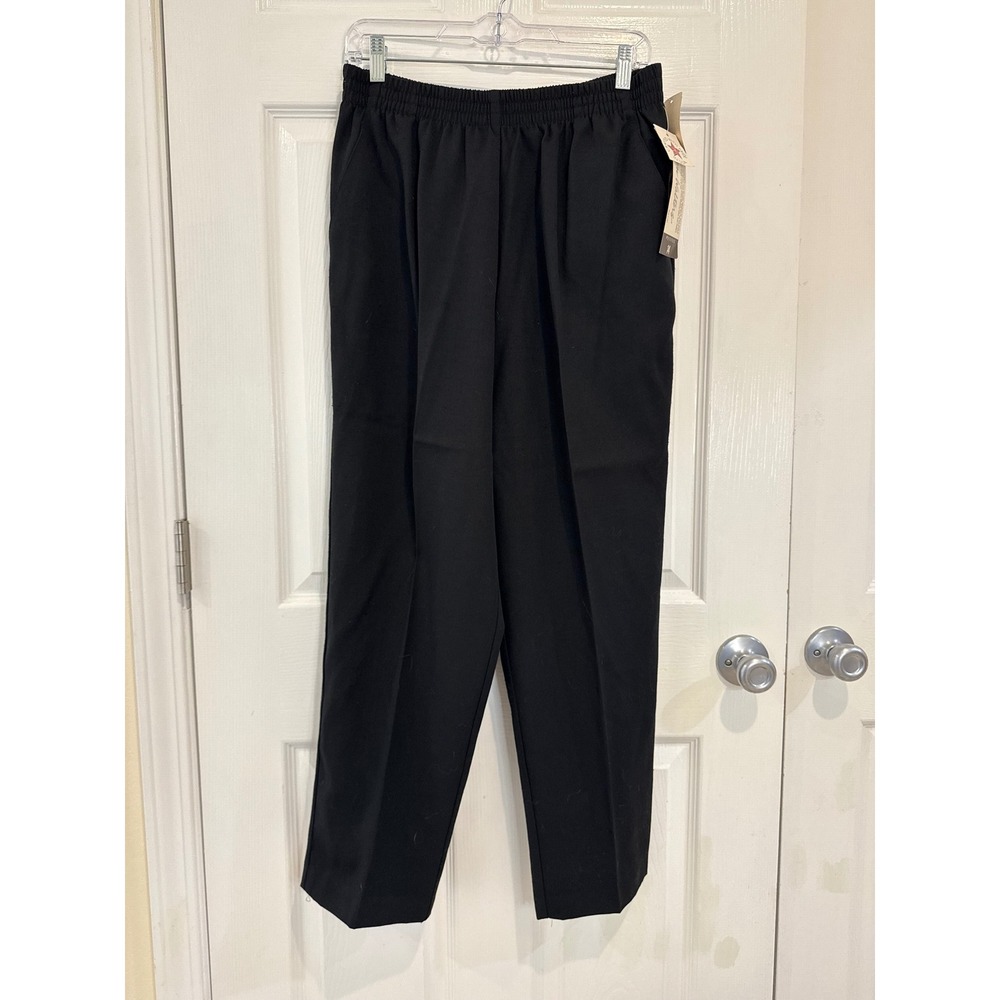 Joan Walters Elastic Waist Pull On Pants Career Casual Black Size 14